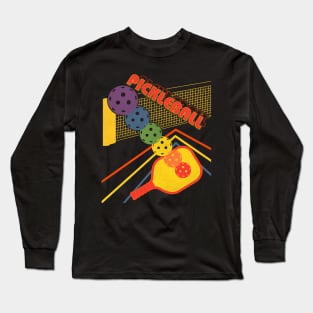 Pickleball 80s Style Retro Fade Long Sleeve T-Shirt